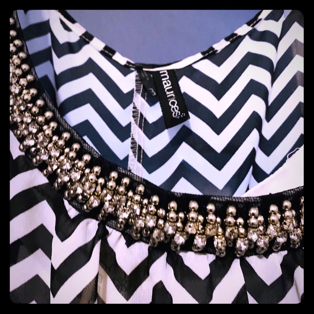 Black and white chiffon dress